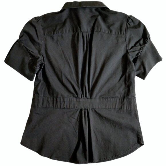 Willi Smith Women's Black Collared Short Sleeve Button Up M Medium - Picture 2 of 7